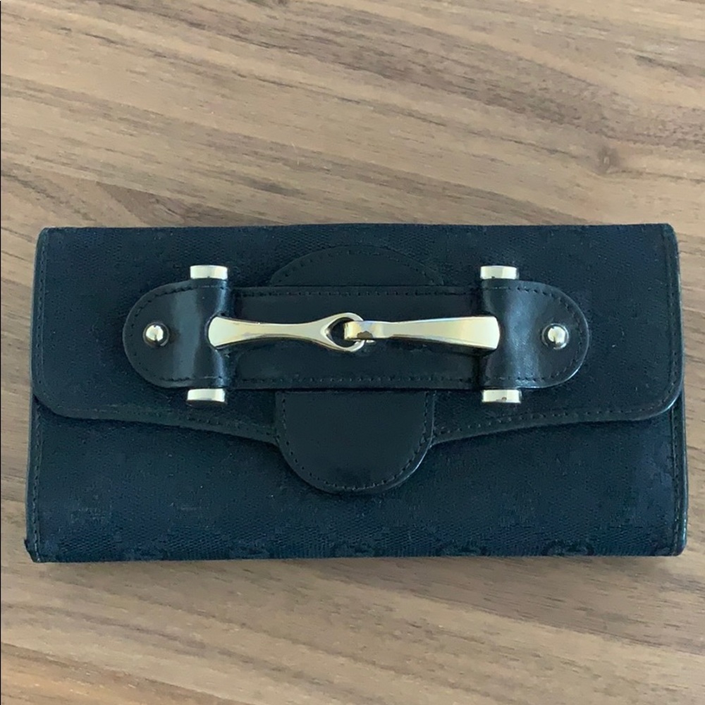 Vintage Black Gucci long Wallet